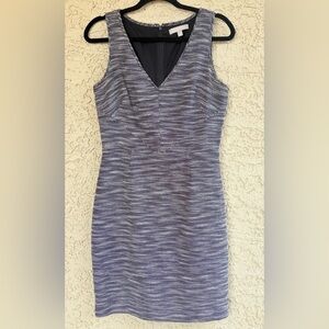 Banana Republic Women Size 4 Tweed Midi Sheath Dress Black White Back Zip